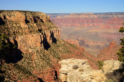 Late afternoon in the Grand Canyon Arizona with colorful sky