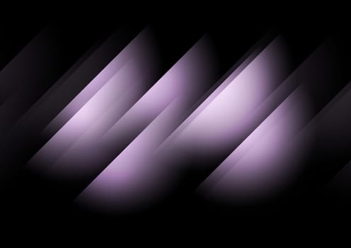 Abstract purple geometric shape with stripe lines and light on black background