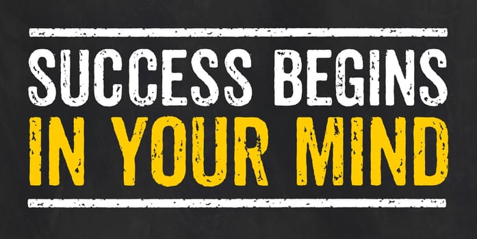 Blackboard with the text Success begins in your mind