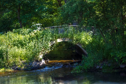 Small brigde on Niers River, Lower Rhine Region, Germany