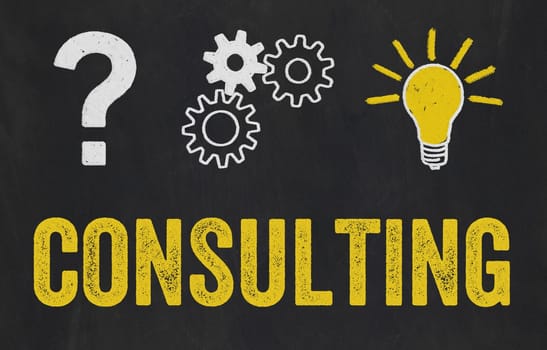 Question Mark, Gears, Light Bulb Concept - Consulting