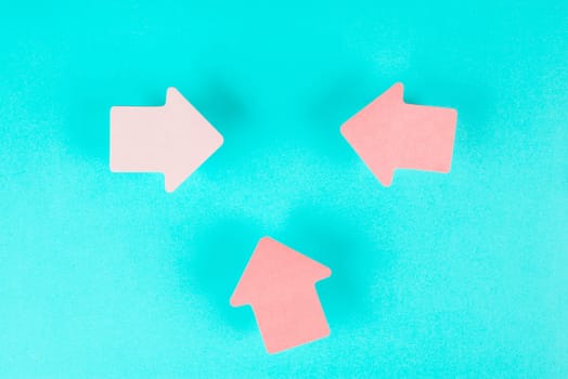 Arrows pointing to the middle with copy space, having a taget, planning a strategy for business