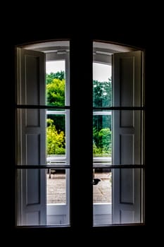 Window in Manor-house in Zelazowa Wola - the Birthplace of Frdric Chopin - garden view - Zelazowa Wola. Masovia, Poland