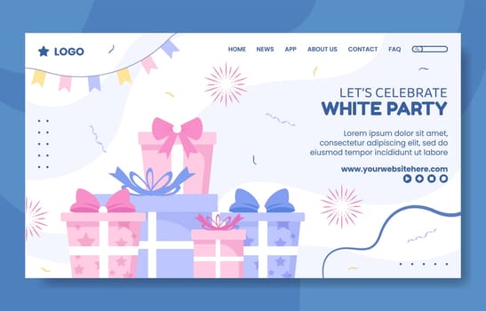 White Party Social Media Landing Page Template Hand Drawn Cartoon Background Vector Illustration