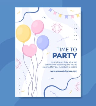 White Party Poster Template Hand Drawn Cartoon Background Vector Illustration