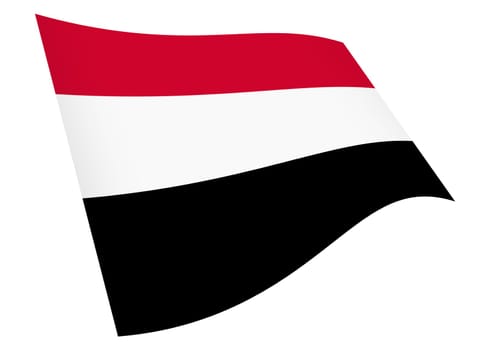 A Yemen waving flag graphic isolated on white with clipping path 3d illustration
