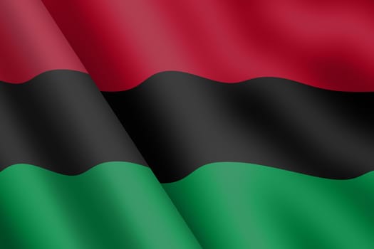 An African American waving flag 3d illustration wind ripple