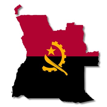 An Angola flag map on white background 3d illustration with clipping path