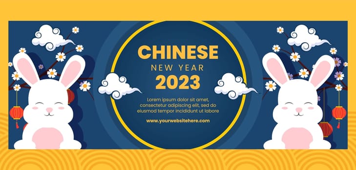 Happy Chinese New Year Cover Template Hand Drawn Cartoon Flat Illustration