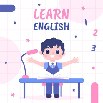 English Class Template Background Hand Drawn Cartoon Flat Illustration