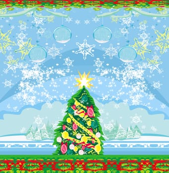 Abstract ornamental christmas tree card