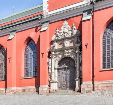 Entrance of Sankt Jacobs kyrka, a church in Norrmalm, central Stockholm, Sweden