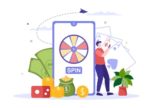 Online Betting Sports Game with Gold Coins and Live Bet Application Service Sport Broadcast in Hand Drawn Cartoon Flat Illustration