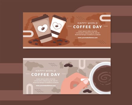 International Coffee Day Poster Template Hand Drawn Cartoon Flat Illustration