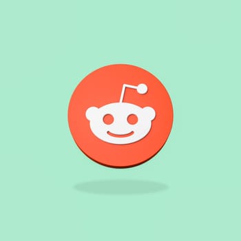 Reddit Logo 3D Shape Isolated on Flat Green Background with Shadow 3D Illustration
