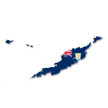 An Anguilla flag map on white background 3d illustration with clipping path