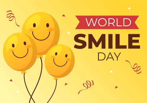 World Smile Day Hand Drawn Cartoon Illustration with Smiling Expression and Happiness Face in Flat Style Background