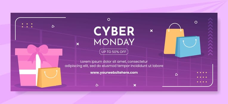 Cyber Monday Sale Cover Template Hand Drawn Cartoon Flat Illustration