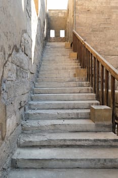 Staircase leading to the minaret Ibn Tulun mosque, Sayyida Zaynab district, Medieval Cairo, Egypt