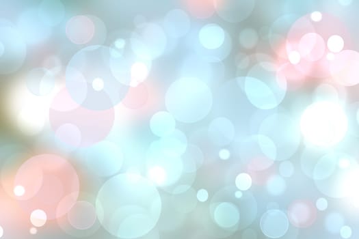 Abstract blurred fresh vivid spring summer light delicate pastel blue pink white bokeh background texture with bright circular soft color lights. Beautiful backdrop illustration.