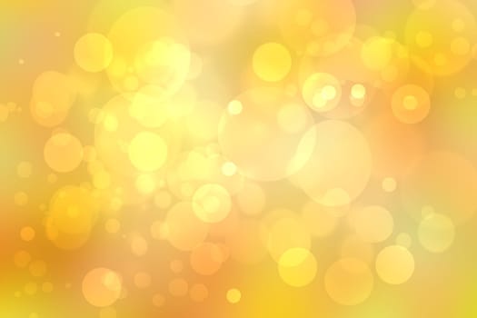 Abstract bright gradient orange yellow gold autumn background texture with sunny lights and bokeh circles. Space for your design. Beautiful orange illustration.