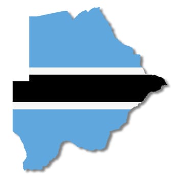 A Botswana flag map on white background 3d illustration with clipping path