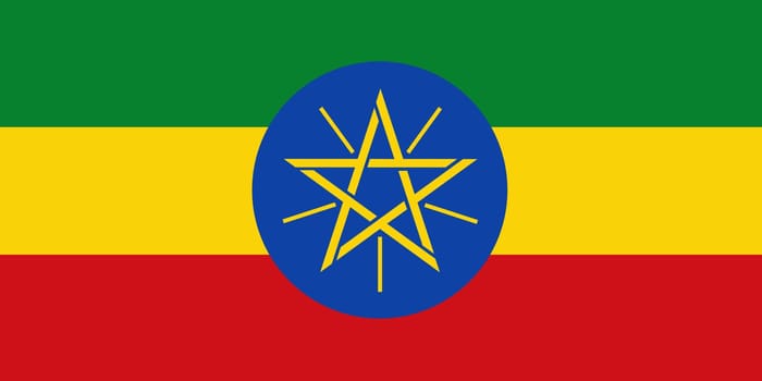 An Ethiopia flag background illustration green yellow red blue disc gold pentagram