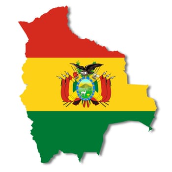 A Bolivia flag map on white background 3d illustration with clipping path