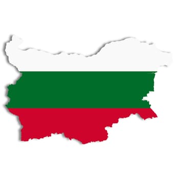 A Bulgaria flag map on white background 3d illustration with clipping path