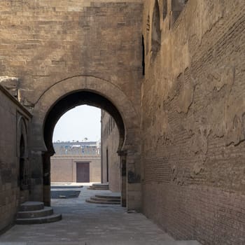 Arch at one of the passages surrounding Ibn Tulun Mosque, Sayyida Zaynab district, Medieval Cairo, Egypt