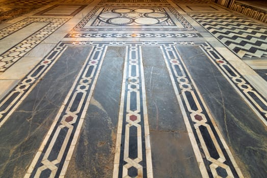 Marble floor decorated with geometrical patterns at Sultan al Ghuri Mausoleum, Cairo, Egypt