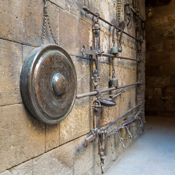 Old copper scale located at the courtyard of Bayt el Kredlea, also knows as Gayer Anderson house, adjacent to Mosque of Ahmad ibn Tulun, Sayyida Zeinab neighborhood, Cairo, Egypt