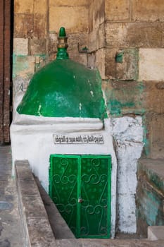 Cairo, Egypt- October 17 2015: Mausoleum of Sidi Hassan El Zouk, attached to old Cairo gate named Bab Al Futuh, Moez Street, Cairo, Egypt