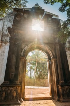 Old Goa, India. Old St. Paul's College Gate. Famous Landmark And Historical Heritage. St. Paul's College Was A Jesuit School, And Later College, Founded Circa 1542 By Saint Francis Xavier,At Old Goa