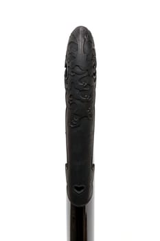 'Kojiri' is the end of the Japanese sword's scabbard or the protective fitting at the end of the scabbard. Normally made by horn but in this picture is metal. Isolated in white Background.