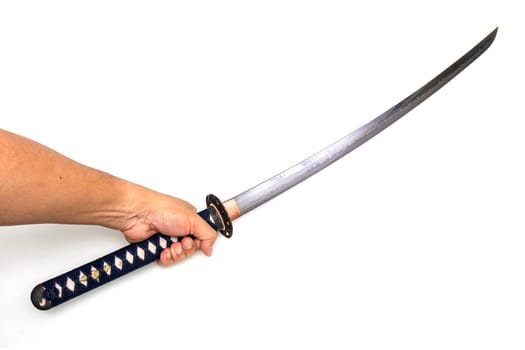 Sword - knife on hand isolated in white background