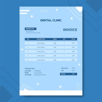 Dental Clinic Invoice Template Hand Drawn Cartoon Flat Illustration
