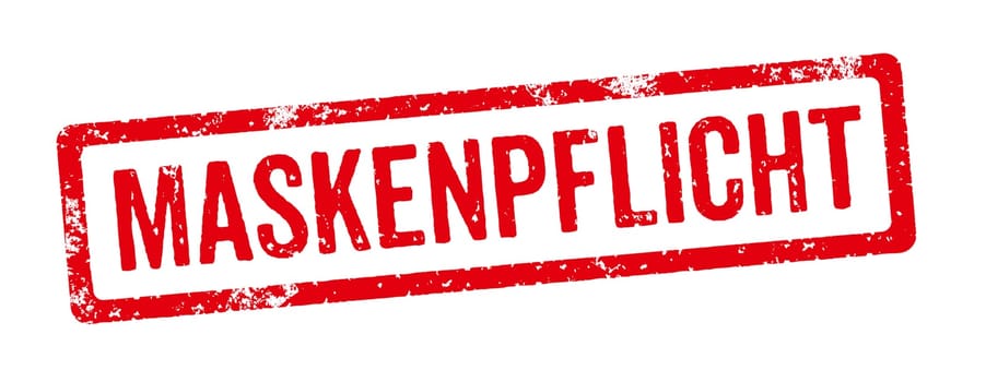 Red stamp - Face masks mandatory in german - Maskenpflicht