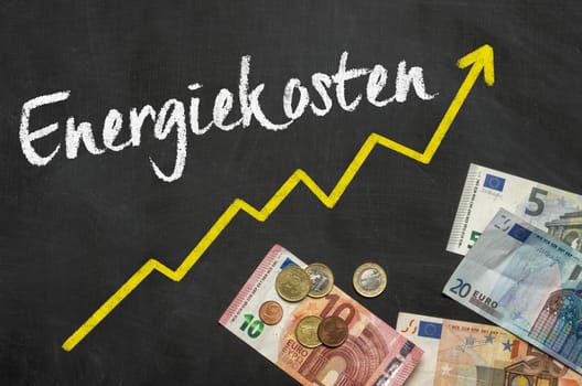 Text on blackboard with Euros - Energy costs in german - Energiekosten