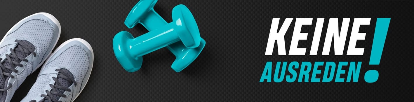 Motivational fitness header - Make no excuses in german - Keine Ausreden