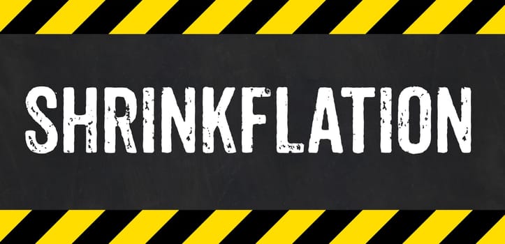 Sign with caution stripes - Shrinkflation