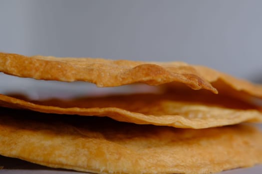 Fresh Puff Cakes for Napoleon Cake Puff pastry for dessert Milfey. French pastries. Napoleon cake layers.