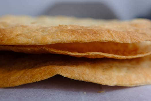 Fresh Puff Cakes for Napoleon Cake Puff pastry for dessert Milfey. French pastries. Napoleon cake layers.