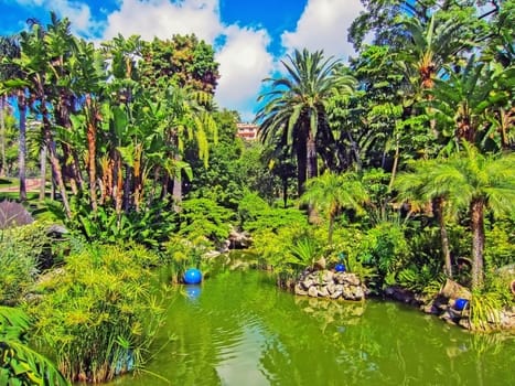 Park with pond in Monte Carlo, Monaco