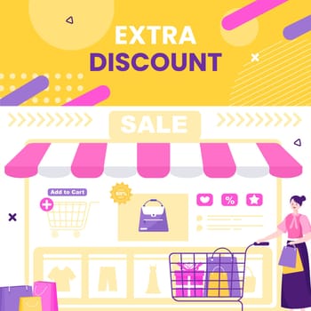 Discount Background Template Hand Drawn Cartoon Flat Illustration