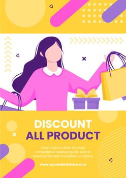 Discount Flyer Template Hand Drawn Cartoon Flat Illustration