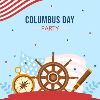 Happy Columbus Day Background Template Hand Drawn Cartoon Flat Illustration