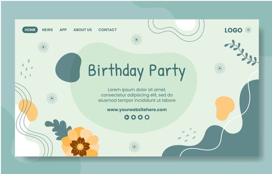 Boho Party Social Media Landing Page Template Hand Drawn Cartoon Flat Illustration