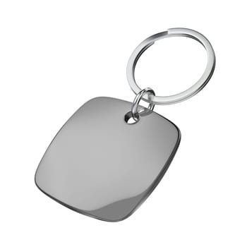 Square plastic keychain isolated on white background