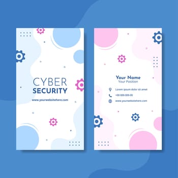 Cyber Security Card Vertical Template Hand Drawn Cartoon Flat Illustration